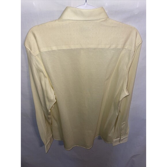Reserve Dress Shirt Men’s Size Large Yellow Button Up Long Sleeve Cotton Linen - Picture 8 of 12